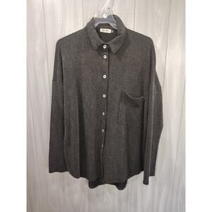 Blumin Brand Gray/Black Ribbed Oversized Button Down Shirt Women's Small